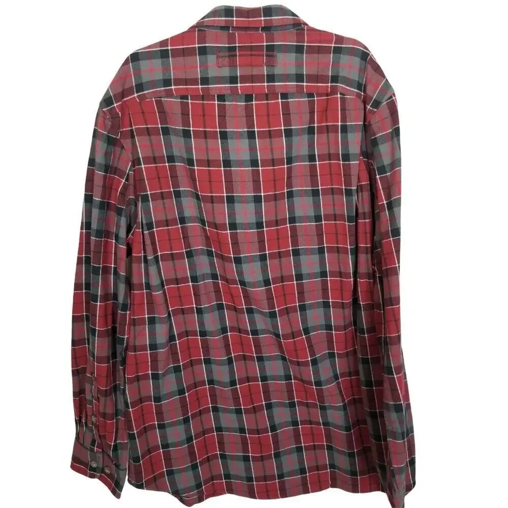 Duluth Trading Co Mens Plaid Button Down Shirt Sz 2XLT Trim Fit Gorpcore Casual